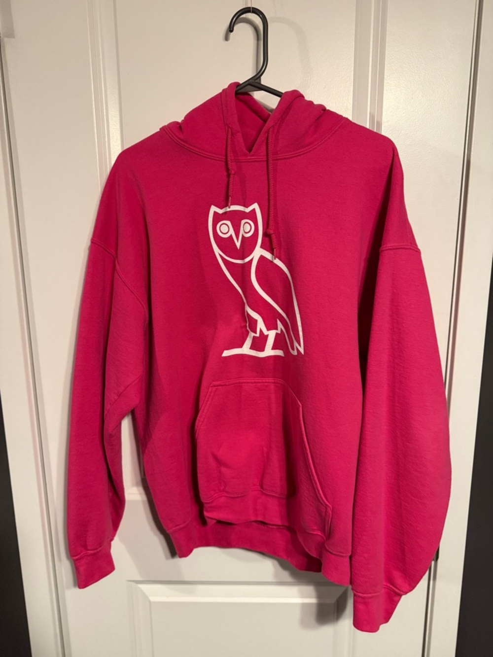 Gildan Hot Pink Hoodie with White Owl Graphic